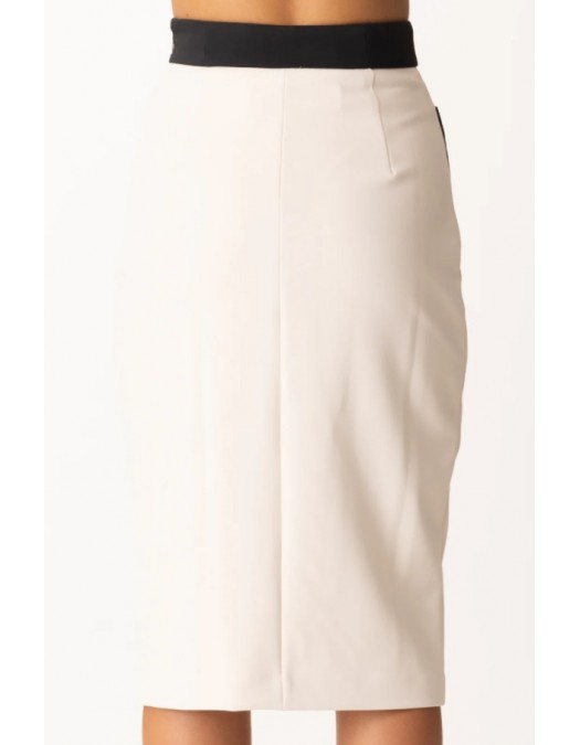 FUSTA ELISABETTA FRANCHI, Midi Skirt Color Block with Logo Charms - GOT0156E2EF1