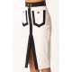 FUSTA ELISABETTA FRANCHI, Midi Skirt Color Block with Logo Charms - GOT0156E2EF1