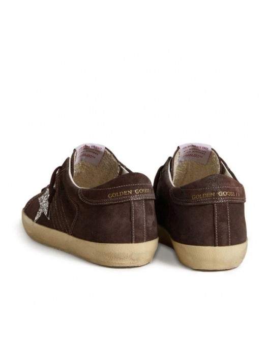 Sneakers GOLDEN GOOSE,  Super Star In brown leather with glitter star decoration - GWF00101F00755960574