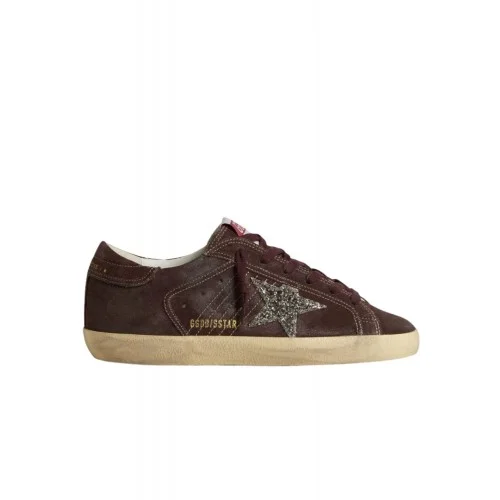 Sneakers GOLDEN GOOSE,, Super Star In brown leather with glitter star decoration