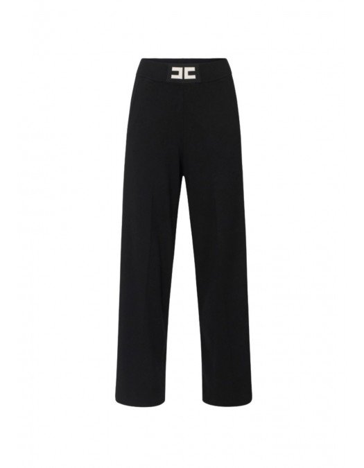 PANTALON ELISABETTA FRANCHI,Viscose trousers with shiny bands, Regular - KP69S56E2EF3