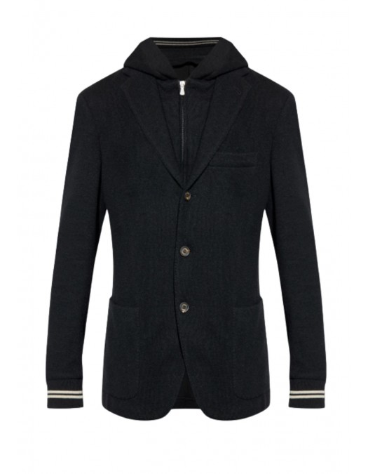 Jacheta ELEVENTY , BLACK Jacket with detachable hood - L70GIAK01TES0L19022 Jacheta ELEVENTY , BLACK Jacket with detachable hood - L70GIAK01TES0L19022