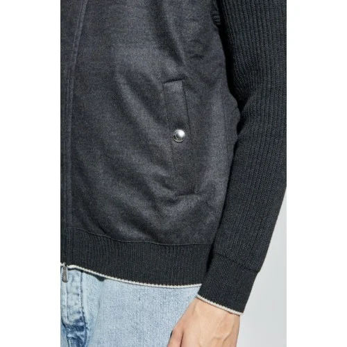 Cardigan ELEVENTY, GREY Wool cardigan with stand-up collar