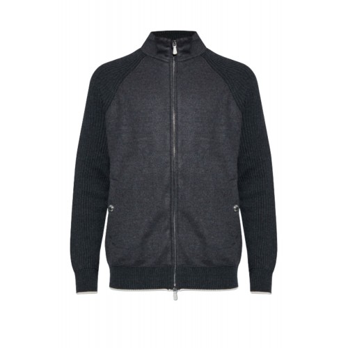 Cardigan ELEVENTY, GREY Wool cardigan with stand-up collar