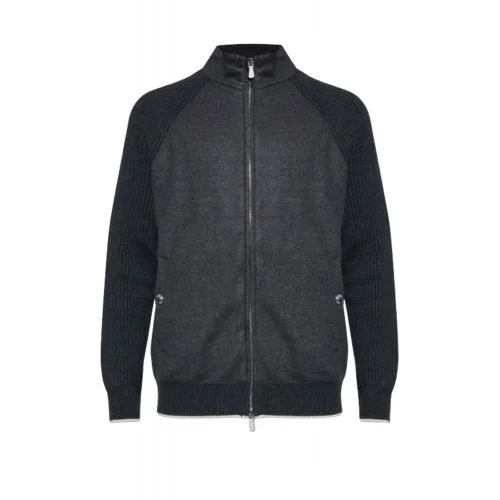 Cardigan ELEVENTY, GREY Wool cardigan with stand-up collar