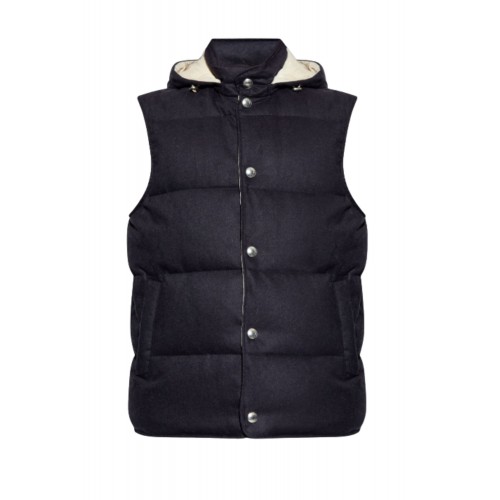 Vesta ELEVENTY,NAVY BLUE Puffer vest with detachable hood Vesta ELEVENTY,NAVY BLUE Puffer vest with detachable hood