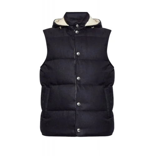 Vesta ELEVENTY,NAVY BLUE Puffer vest with detachable hood