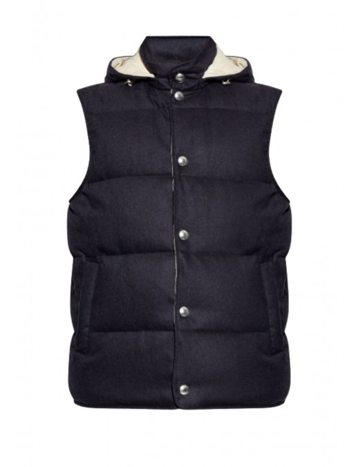 Vesta ELEVENTY,NAVY BLUE Puffer vest with detachable hood - L75GILH04TES0H02711 Vesta ELEVENTY,NAVY BLUE Puffer vest with detachable hood - L75GILH04TES0H02711