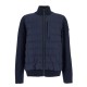 Jacheta Moose Knuckles, Blue Cardigan with Knitted Inserts and Logo Patch - M35MK6821449