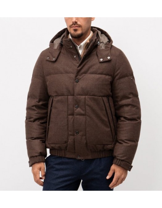 Geaca STEFANO RICCI, Brown quilted wool and cashmere down jacket - M6J5400070MA0020G005 Geaca STEFANO RICCI, Brown quilted wool and cashmere down jacket - M6J5400070MA0020G005