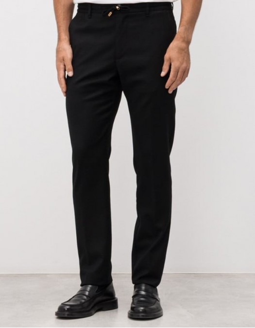 Pantaloni STEFANO RICCI, Black wool trousers with brand patch - M8T53B0020T6054N999 Pantaloni STEFANO RICCI, Black wool trousers with brand patch - M8T53B0020T6054N999