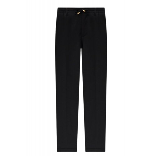 Pantaloni STEFANO RICCI, Black wool trousers with brand patch Pantaloni STEFANO RICCI, Black wool trousers with brand patch