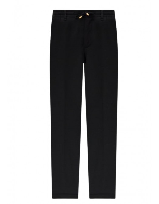 Pantaloni STEFANO RICCI, Black wool trousers with brand patch - M8T53B0020T6054N999 Pantaloni STEFANO RICCI, Black wool trousers with brand patch - M8T53B0020T6054N999