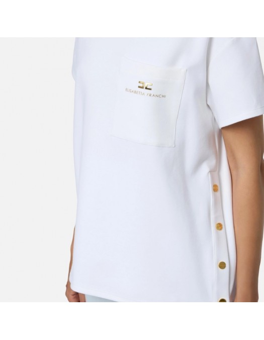 Tricou ELISABETTA FRANCHI, Heavy jersey T-shirt with breast pocket - MA02756E2270 Tricou ELISABETTA FRANCHI, Heavy jersey T-shirt with breast pocket - MA02756E2270