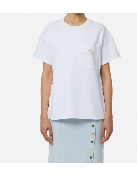 Tricou ELISABETTA FRANCHI, Heavy jersey T-shirt with breast pocket - MA02756E2270 Tricou ELISABETTA FRANCHI, Heavy jersey T-shirt with breast pocket - MA02756E2270