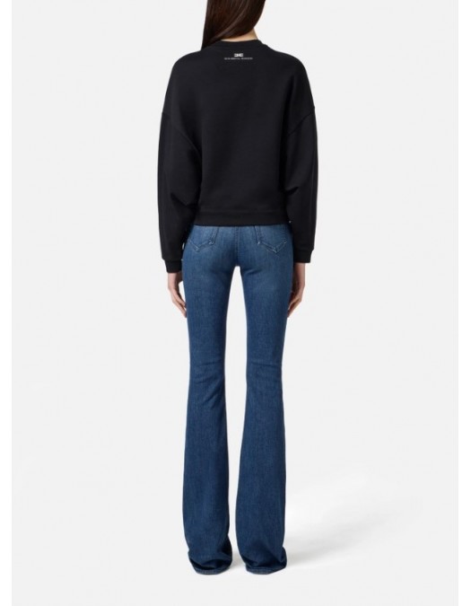 Bluza ELISABETTA FRANCHI,Cotton sweatshirt with lettering print - MD01D56E2110