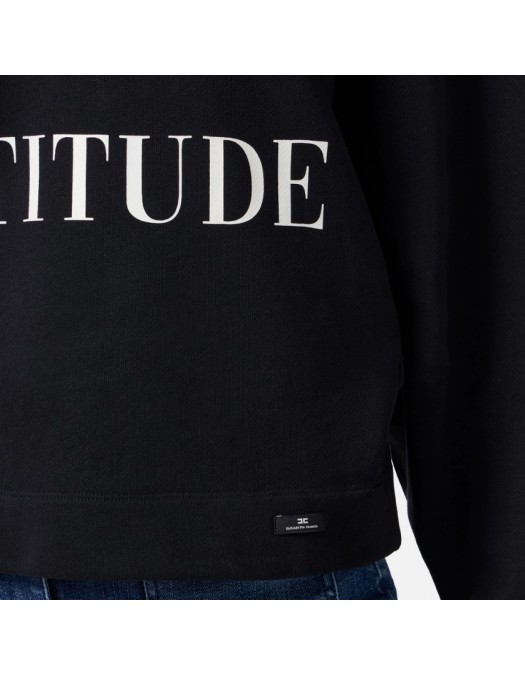 Bluza ELISABETTA FRANCHI,Cotton sweatshirt with lettering print - MD01D56E2110