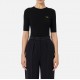 Tricou ELISABETTA FRANCHI,Ribbed knit top with breast pocket,Black - MK10B56E2110