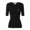 Tricou ELISABETTA FRANCHI,Ribbed knit top with breast pocket,Black