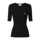 Tricou ELISABETTA FRANCHI,Ribbed knit top with breast pocket,Black - MK10B56E2110