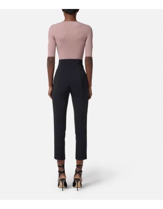 Tricou ELISABETTA FRANCHI,Ribbed knit top with breast pocket - MK10B56E2EA4