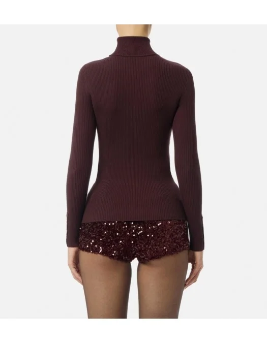 Bluza ELISABETTA FRANCHI,Ribbed knit top with breast pocket - MK11B56E2EA4