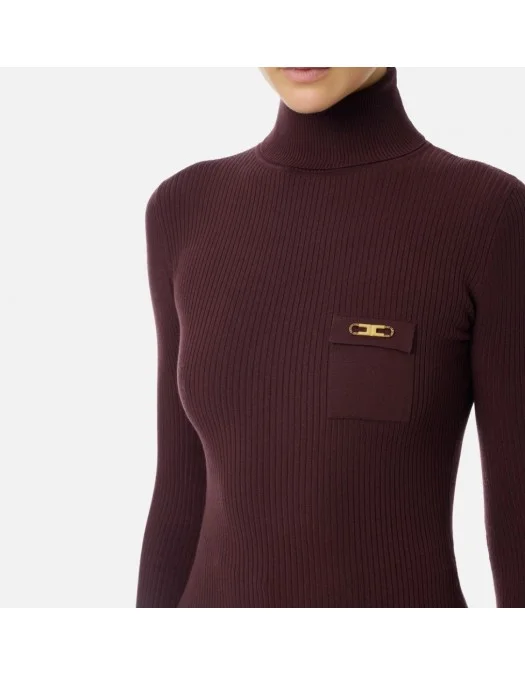 Bluza ELISABETTA FRANCHI,Ribbed knit top with breast pocket - MK11B56E2EA4