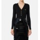 Bluza ELISABETTA FRANCHI,Ribbed knit top with breast pocket,Black - MK12B56E2110