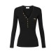 Bluza ELISABETTA FRANCHI,Ribbed knit top with breast pocket,Black - MK12B56E2110