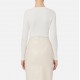 Bluza ELISABETTA FRANCHI,Ribbed knit top with breast pocket,White - MK12B56E2360