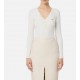 Bluza ELISABETTA FRANCHI,Ribbed knit top with breast pocket,White - MK12B56E2360