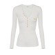 Bluza ELISABETTA FRANCHI,Ribbed knit top with breast pocket,White - MK12B56E2360