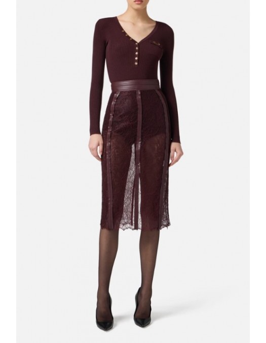 Bluza ELISABETTA FRANCHI,Ribbed knit top with breast pocket - MK12B56E2EA4