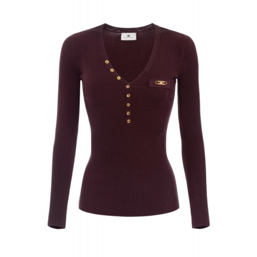 Bluza ELISABETTA FRANCHI,Ribbed knit top with breast pocket Bluza ELISABETTA FRANCHI,Ribbed knit top with breast pocket