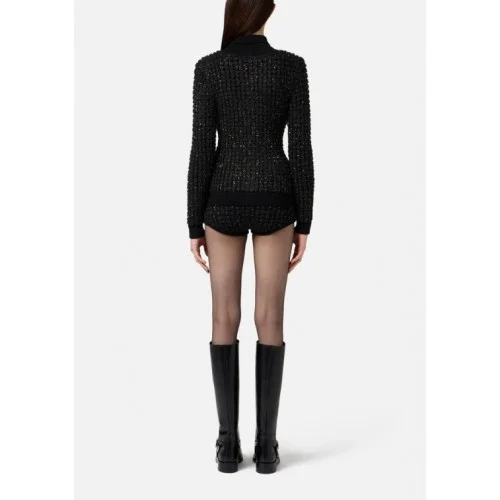 Bluza ELISABETTA FRANCHI, Bouclé cardigan with sequins