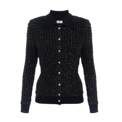 Bluza ELISABETTA FRANCHI, Bouclé cardigan with sequins
