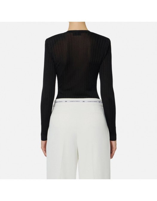 Bluza ELISABETTA FRANCHI,Viscose top with logo details - MK21S56E2110