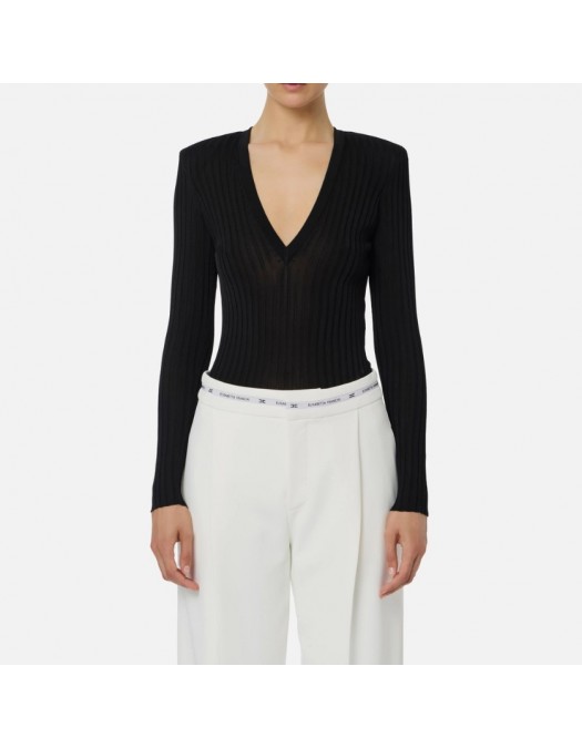 Bluza ELISABETTA FRANCHI,Viscose top with logo details - MK21S56E2110