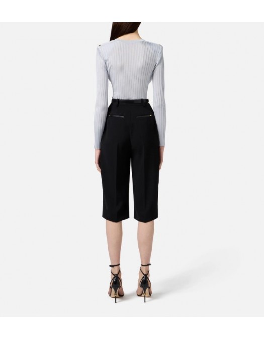 Bluza ELISABETTA FRANCHI,Viscose top with logo details, Starlight - MK21S56E2EA7
