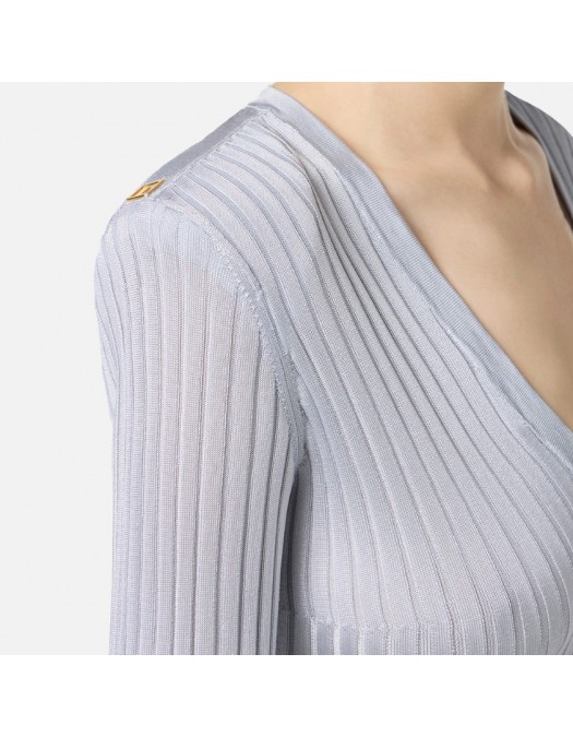 Bluza ELISABETTA FRANCHI,Viscose top with logo details, Starlight - MK21S56E2EA7