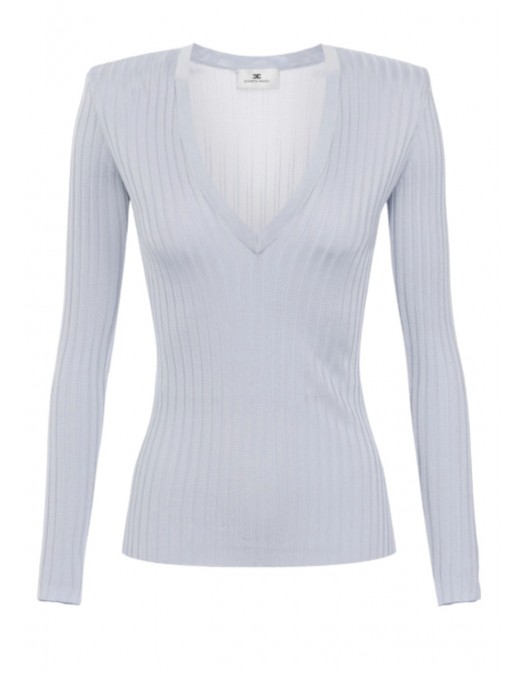 Bluza ELISABETTA FRANCHI,Viscose top with logo details, Starlight - MK21S56E2EA7