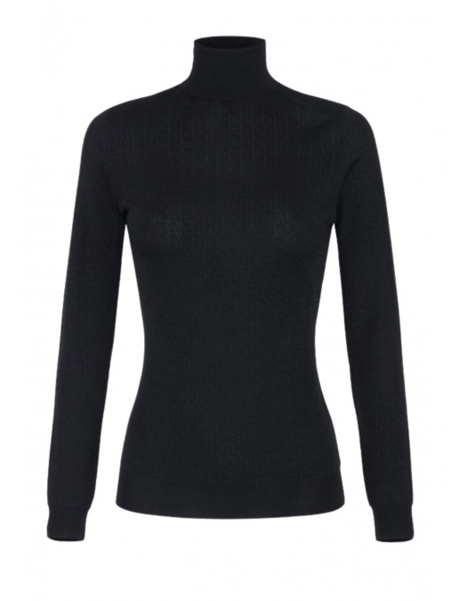 Bluza ELISABETTA FRANCHI,Wool jumper with jacquard micro-logo,Black - MK23S56E2110 Bluza ELISABETTA FRANCHI,Wool jumper with jacquard micro-logo,Black - MK23S56E2110