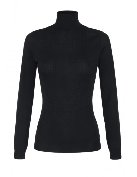 Bluza ELISABETTA FRANCHI,Wool jumper with jacquard micro-logo,Black - MK23S56E2110