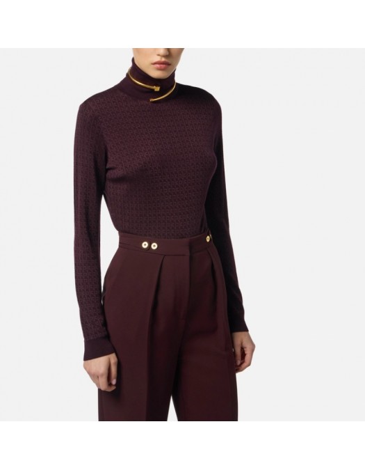 Bluza ELISABETTA FRANCHI,Wool jumper with jacquard micro-logo - MK23S56E2EA4 Bluza ELISABETTA FRANCHI,Wool jumper with jacquard micro-logo - MK23S56E2EA4