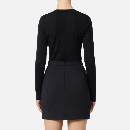 Pulover ELISABETTA FRANCHI,Wool jumper with jacquard micro-logo Pulover ELISABETTA FRANCHI,Wool jumper with jacquard micro-logo