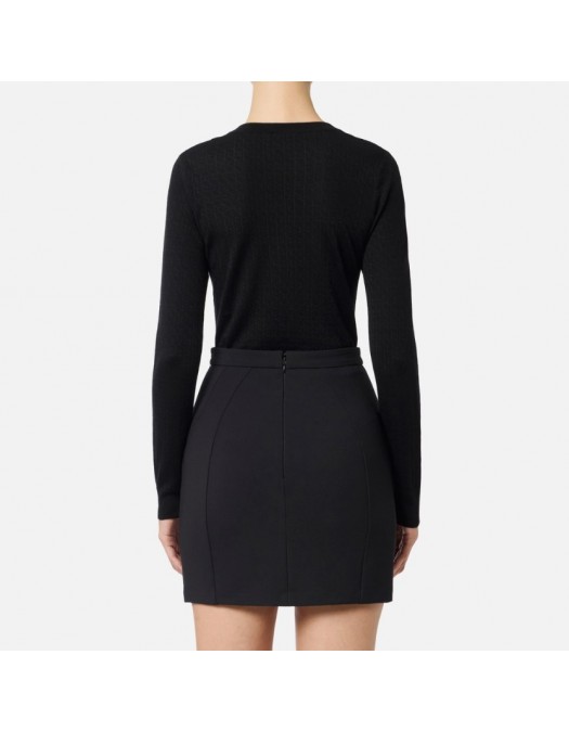 Pulover ELISABETTA FRANCHI,Wool jumper with jacquard micro-logo - MK24S56E2110