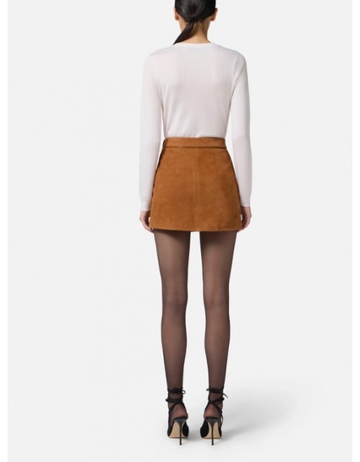 Pulover ELISABETTA FRANCHI,Wool jumper with jacquard micro-logo,White - MK24S56E2360