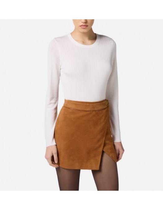 Pulover ELISABETTA FRANCHI,Wool jumper with jacquard micro-logo,White - MK24S56E2360