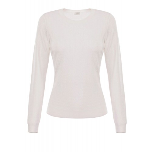 Pulover ELISABETTA FRANCHI,Wool jumper with jacquard micro-logo,White Pulover ELISABETTA FRANCHI,Wool jumper with jacquard micro-logo,White