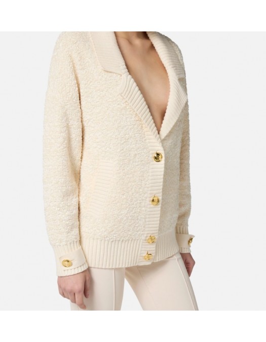 Cardigan ELISABETTA FRANCHI, Bouclé chenille cardigan with jewel buttons - MK44S57E1DZ9 Cardigan ELISABETTA FRANCHI, Bouclé chenille cardigan with jewel buttons - MK44S57E1DZ9